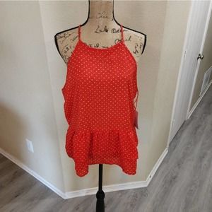 Lily White peplum tiered polka dot shirt size XL NEW‎